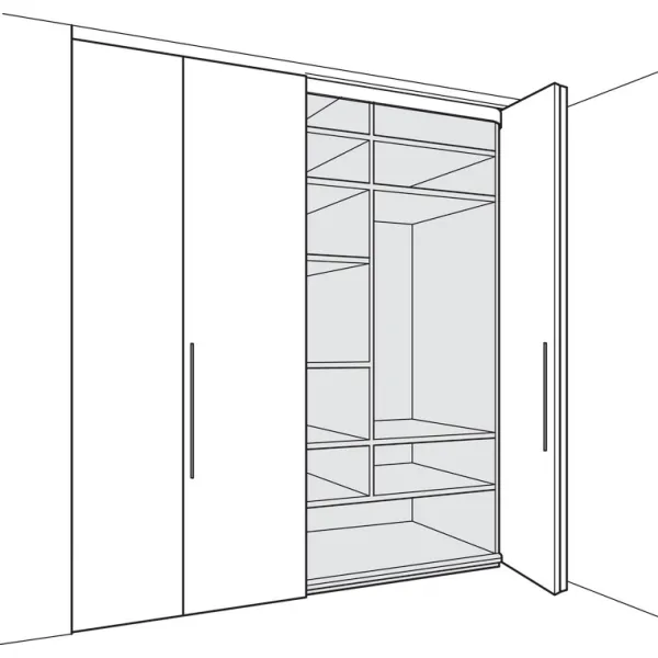 Wooden folding sliding doors, HAWA Folding Concepta 25, set, hinges with soft closing mechanism