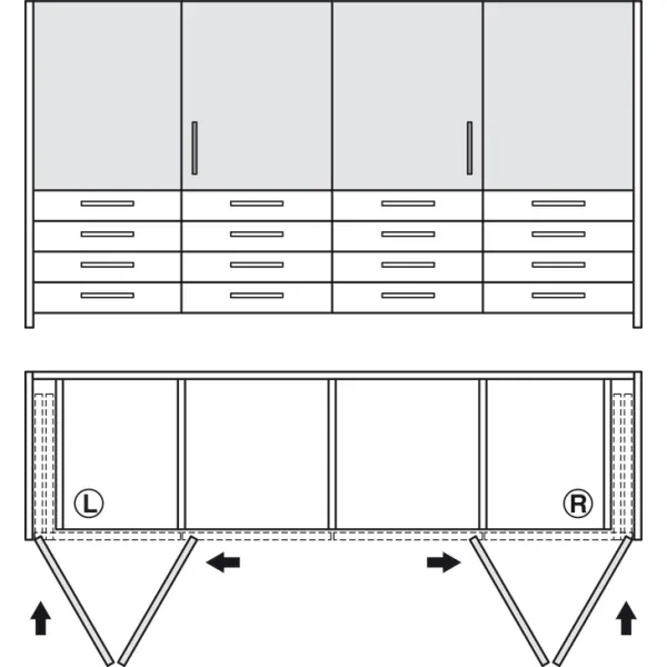 SDS HAWA FOLDING CONCEPTA 25kg H1250-1850mm, medinėms dviguboms sulankstomoms durims