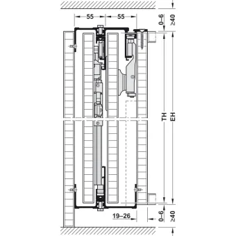 SDS HAWA FOLDING CONCEPTA 25kg H1250-1850mm, medinėms dviguboms sulankstomoms durims