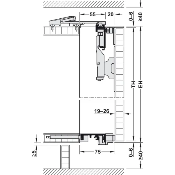 Wooden folding sliding doors, HAWA Folding Concepta 25, set, hinges with soft closing mechanism