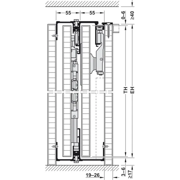 SDS HAWA FOLDING CONCEPTA 25kg H1250-1850mm, medinėms dviguboms sulankstomoms durims