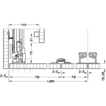 SDS HAWA FOLDING CONCEPTA 25kg H1250-1850mm, medinėms dviguboms sulankstomoms durims