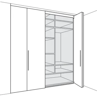 Wooden folding sliding doors, HAWA Folding Concepta 25, set, hinges with soft closing mechanism