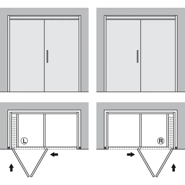 Wooden folding sliding doors, HAWA Folding Concepta 25, set, hinges with soft closing mechanism