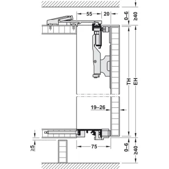 Wooden folding sliding doors, HAWA Folding Concepta 25, set, hinges with soft closing mechanism