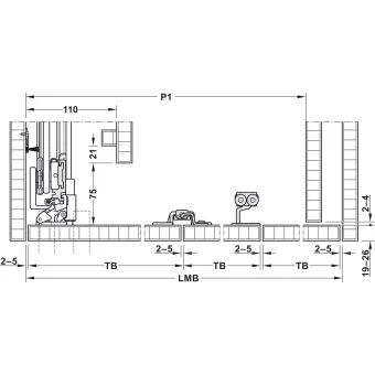 Wooden folding sliding doors, HAWA Folding Concepta 25, set, hinges with soft closing mechanism