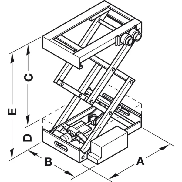 Lift system, Double scissor mechanism, load bearing capacity 80kg