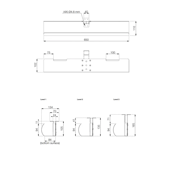 LiftPipe Cable tray, L650 mm, silver