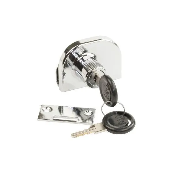 Glass door lock for double doors, key to differ, chrome plated