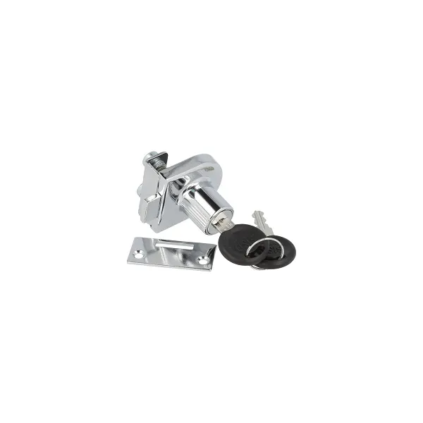 Glass door lock for single doors, key to differ, chrome plated