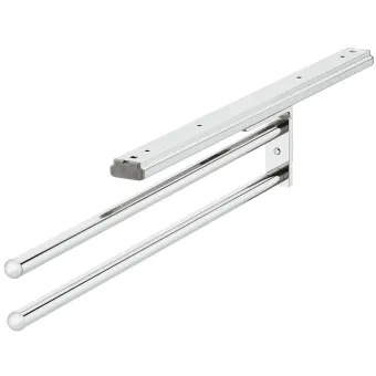 Towel rail, with extension runner, version swivels by 90°