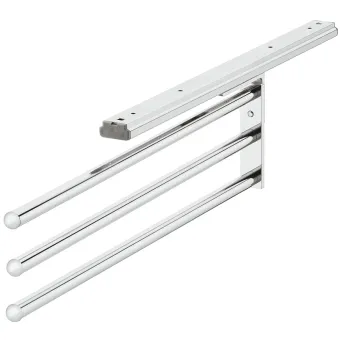Towel rail, with extension runner, version swivels by 90°