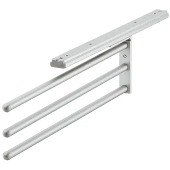 Towel rail, with extension runner, version swivels by 90°
