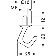 Kabliukas plast. M6 balta