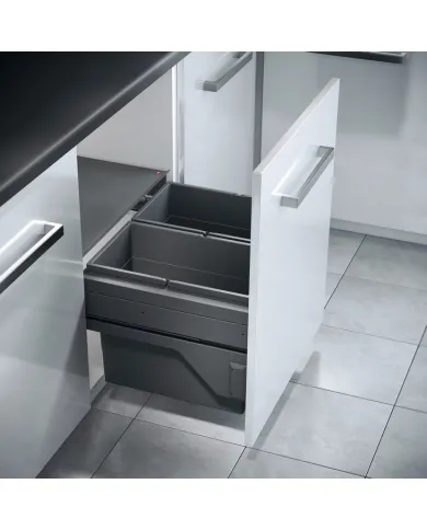 Two compartment waste bin Hailo Cargo, 2x28l, P600mm, anthracite