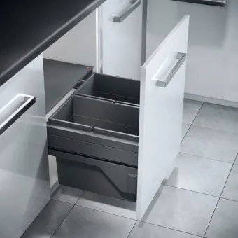 Two compartment waste bin Hailo Cargo, 2x28l, P600mm, anthracite