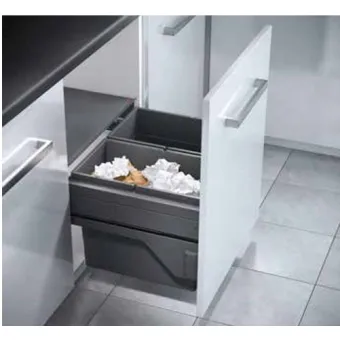 Šiukšliadėžė Hailo Cargo, 2x28l pilno ištraukimo P600mm, antracitas