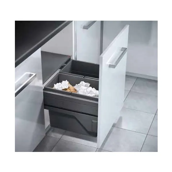 Šiukšliadėžė Hailo Cargo, 2x28l pilno ištraukimo P600mm, antracitas