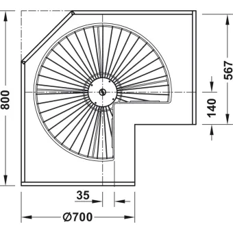 Karuselė 3/4 rato Ø714mm, vielinė