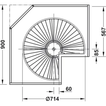 Karuselė 3/4 rato Ø714mm, vielinė