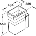 Šiukšliadėžė pastatoma P300mm, 38+7l antracitas