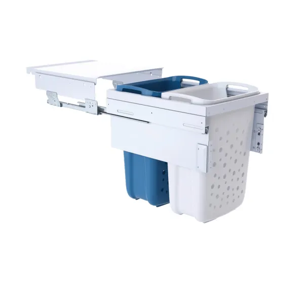 Pull-out laundry basket set Hailo, for installation behind fronts, W600mm, 2x33/1x12/1x2.5l