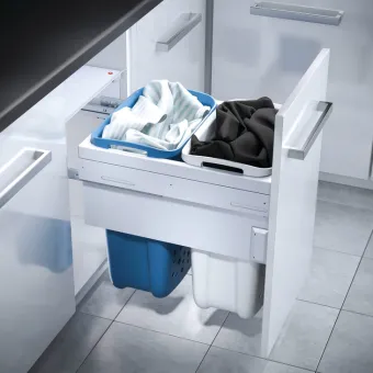 Pull-out laundry basket set Hailo, for installation behind fronts, W600mm, 2x33/1x12/1x2.5l
