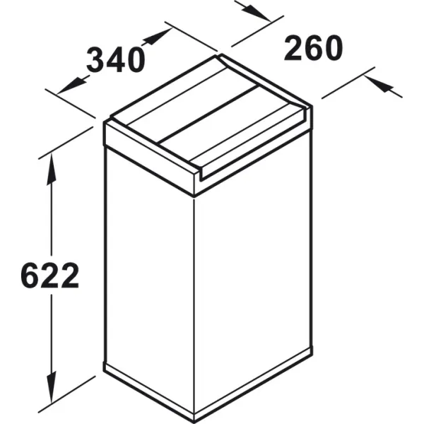 Šiukšliadėžė pastatoma P400mm, 53l juoda