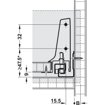 Front fixing brackets, For Blum Tandembox antaro/plus drawer and front extension, all system heights