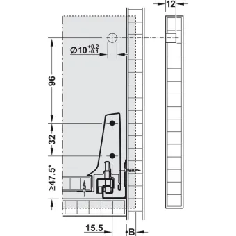 Front fixing brackets, For Blum Tandembox antaro/plus drawer and front extension, all system heights