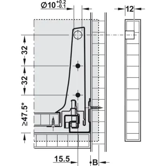 Front fixing brackets, For Blum Tandembox antaro/plus drawer and front extension, all system heights