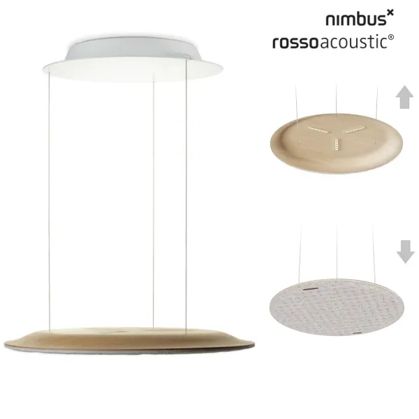 Pendant light, Nimbus Lighting Pad Lounge Vario, acoustic pad, white/mahogany