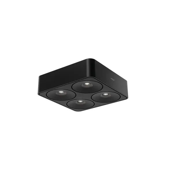 Downlight Q Four Connect ON 80° with screw fixing, 15W 24V matt black, multi-white