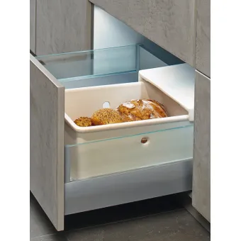 Built-in bread bin, with slide channel cover