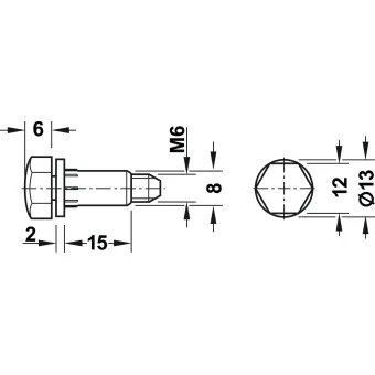 Atrama reguliuojama M6 H31mm, Ø13mm, balta