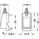 Rail end support, For Häfele Dresscode wardrobe rail, straight-edged