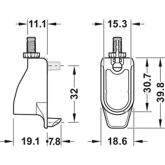 Rail end support, Häfele Dresscode, OVA