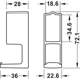 Pakabėlė stačiakampiui vamzdžiui 34x18mm, DressCode antracitas