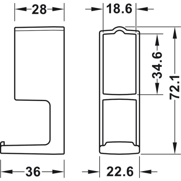 Hook, For Häfele Dresscode wardrobe rail, straight-edged