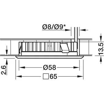 Recess mounted housing, for Häfele Loox LED drill hole Ø58mm