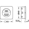 USB charging station, Häfele Loox5, USB-A / USB-C, 12V