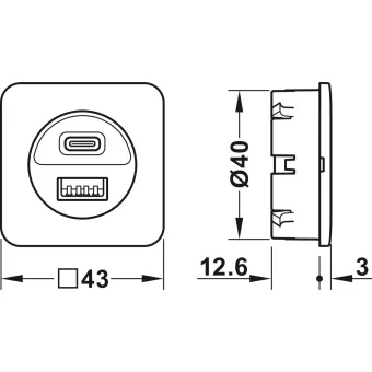 USB charging station, Häfele Loox5, USB-A / USB-C, 12V