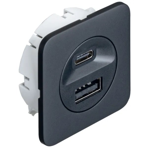 Krovimo stotelė USB Loox5 24V 16W A+C juoda HAFELE