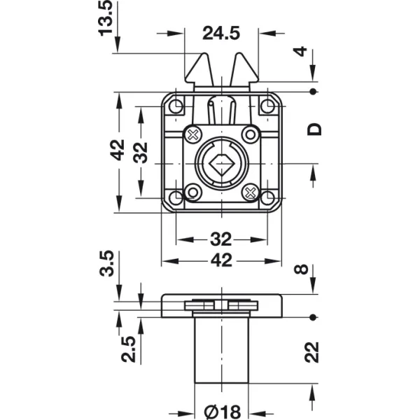 Roller shutter rim lock, Symo, backset 24.5mm
