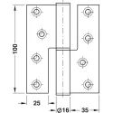 Lankstas 100x88mm, DIN nerūdijančio plieno spalva, kairė