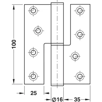 Drill-in hinge, for flush interior doors up to 68kg, Startec