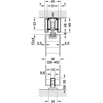 Sliding door fitting, Slido D-Line11 50C, set without running track