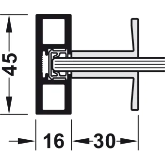 Sliding door fitting, Slido D-Line11 50C, set without running track