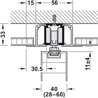 Sliding door fitting, Slido D-Line11 50C, set without running track