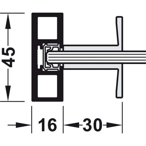 Sliding door fitting, Slido D-Line11 50C, set without running track